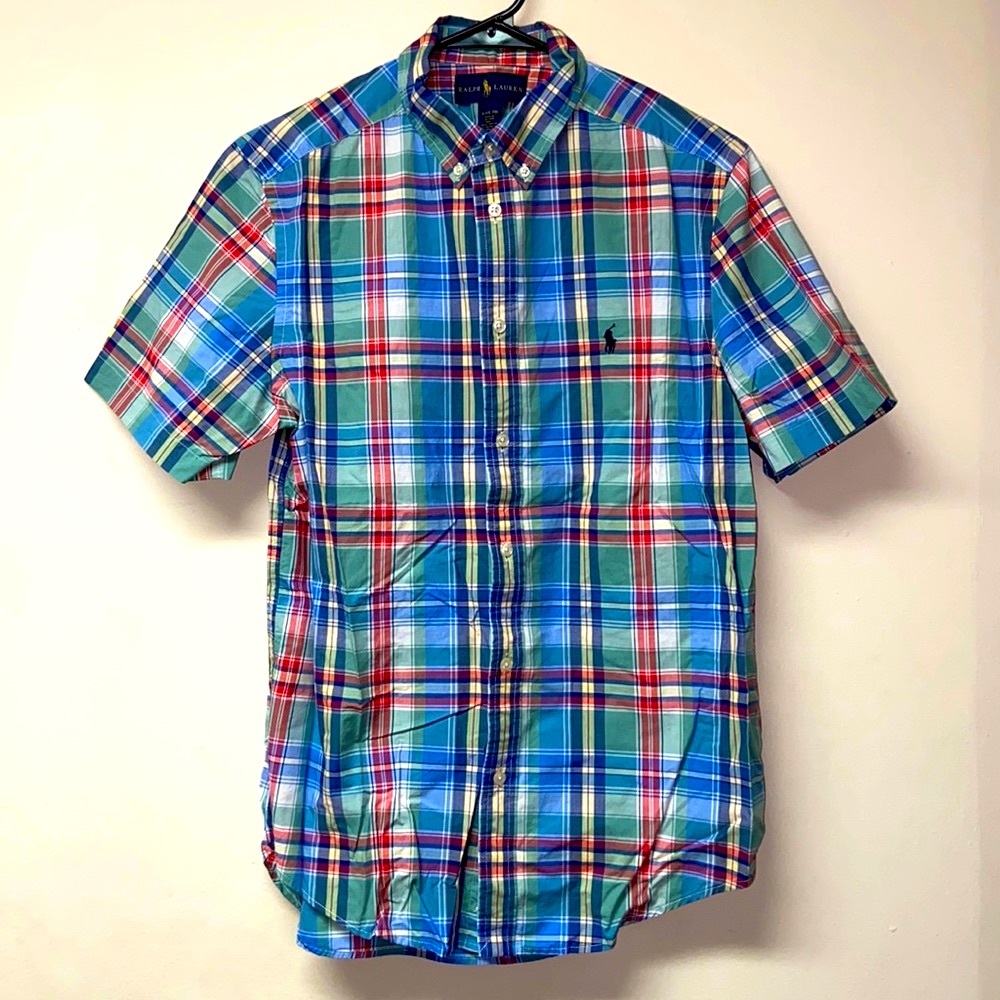 Ralph Lauren Button-Down Short-Sleeve Plaid Polo Youth XL (18/20)